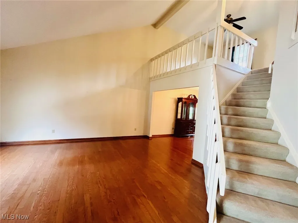 Great room with wood flooring