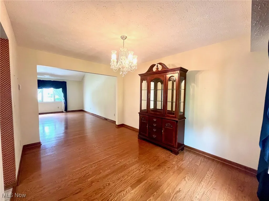 Dining room with a chandelier