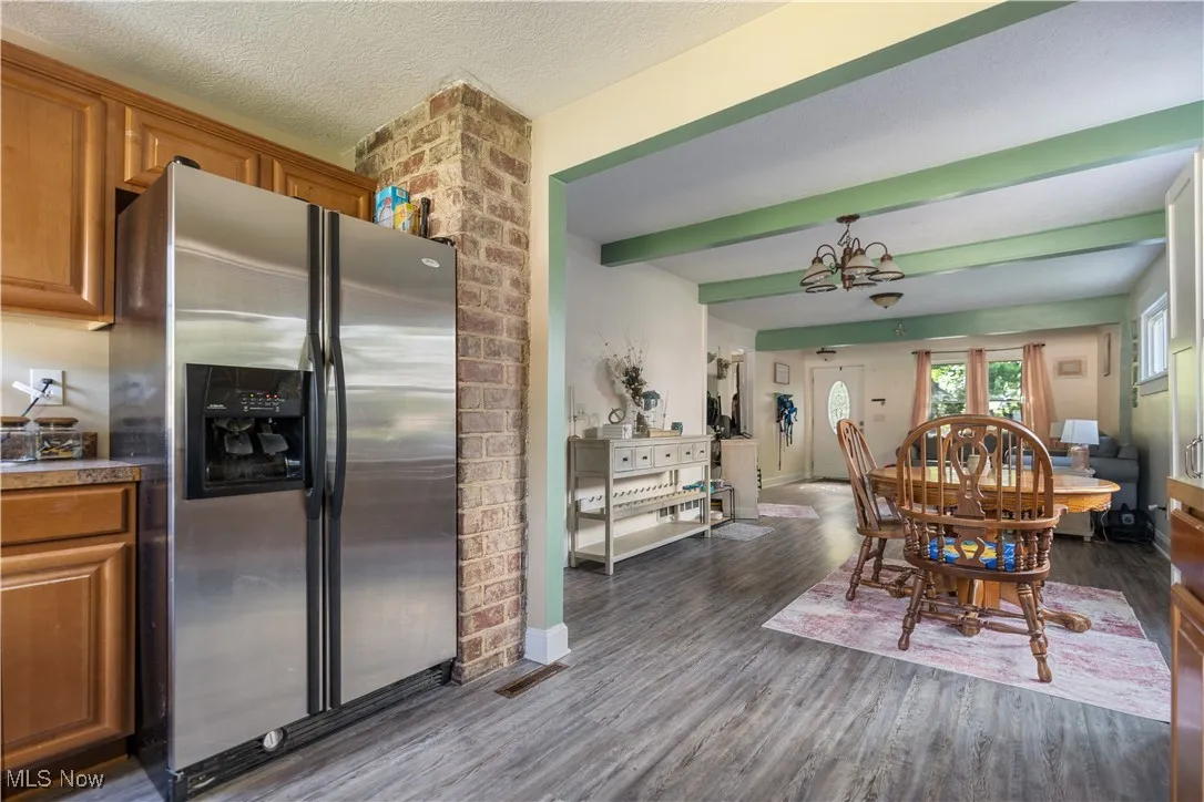 View looking from the kitchen toward the dining room and great room.