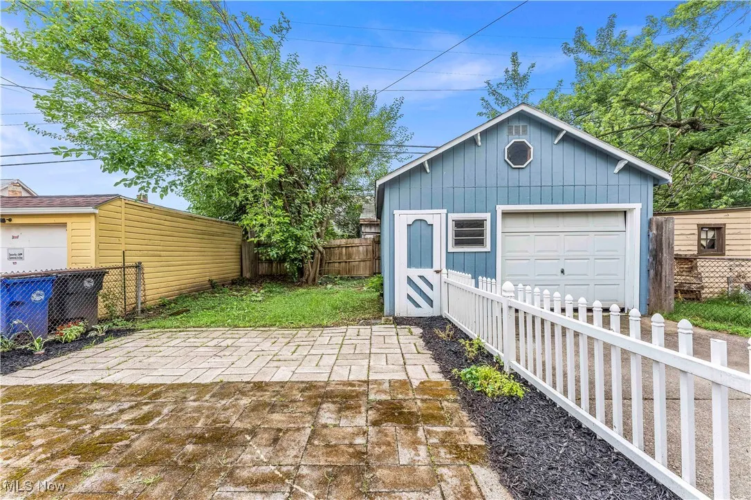 View of detached garage