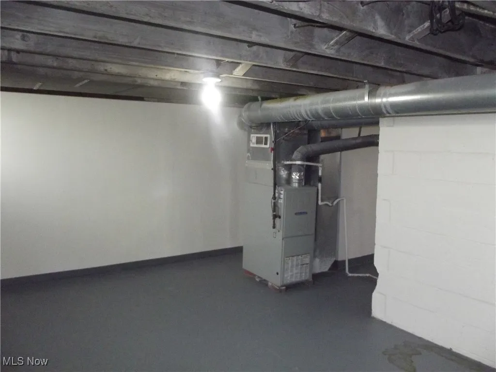 Basement with heating utilities