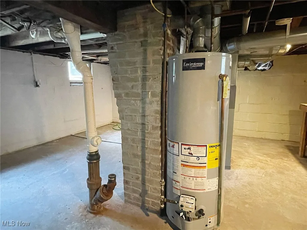 Utility room with new water heater