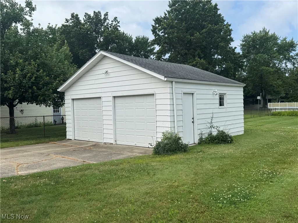 View of detached garage