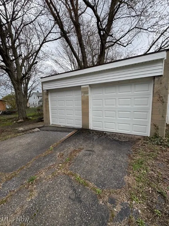 View of detached garage