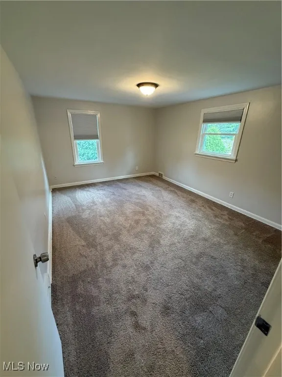 Spare room featuring plenty of natural light and carpet floors