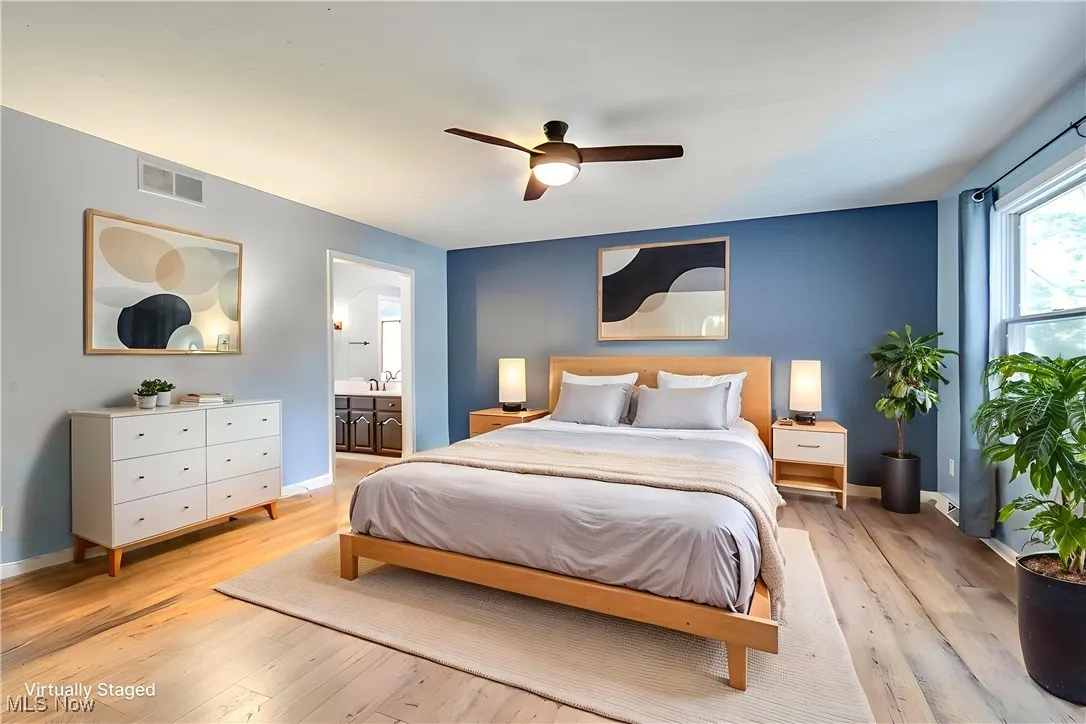 Virtually staged primary suite