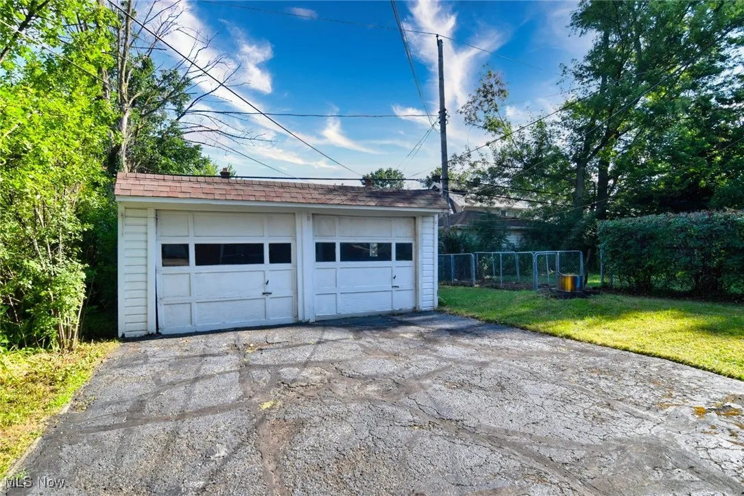 View of detached garage
