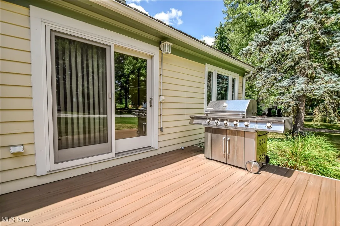 Wooden terrace including nat gas grill