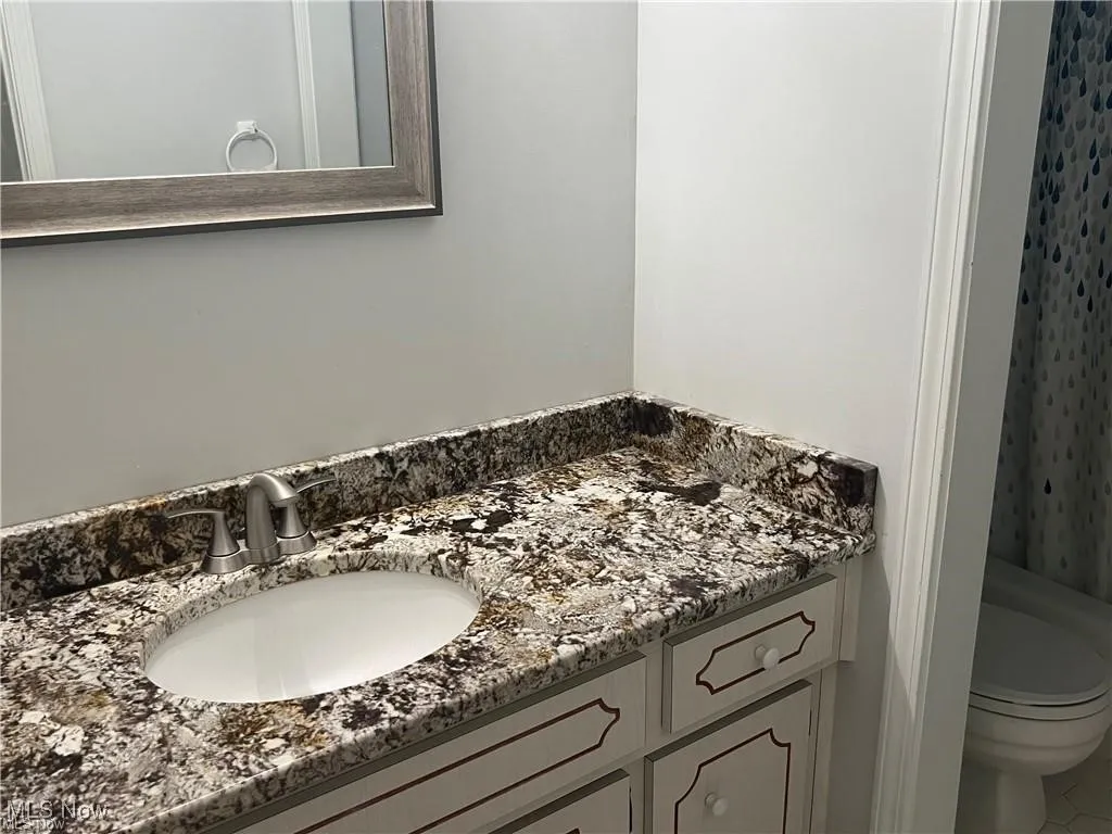 Bathroom with vanity and toilet