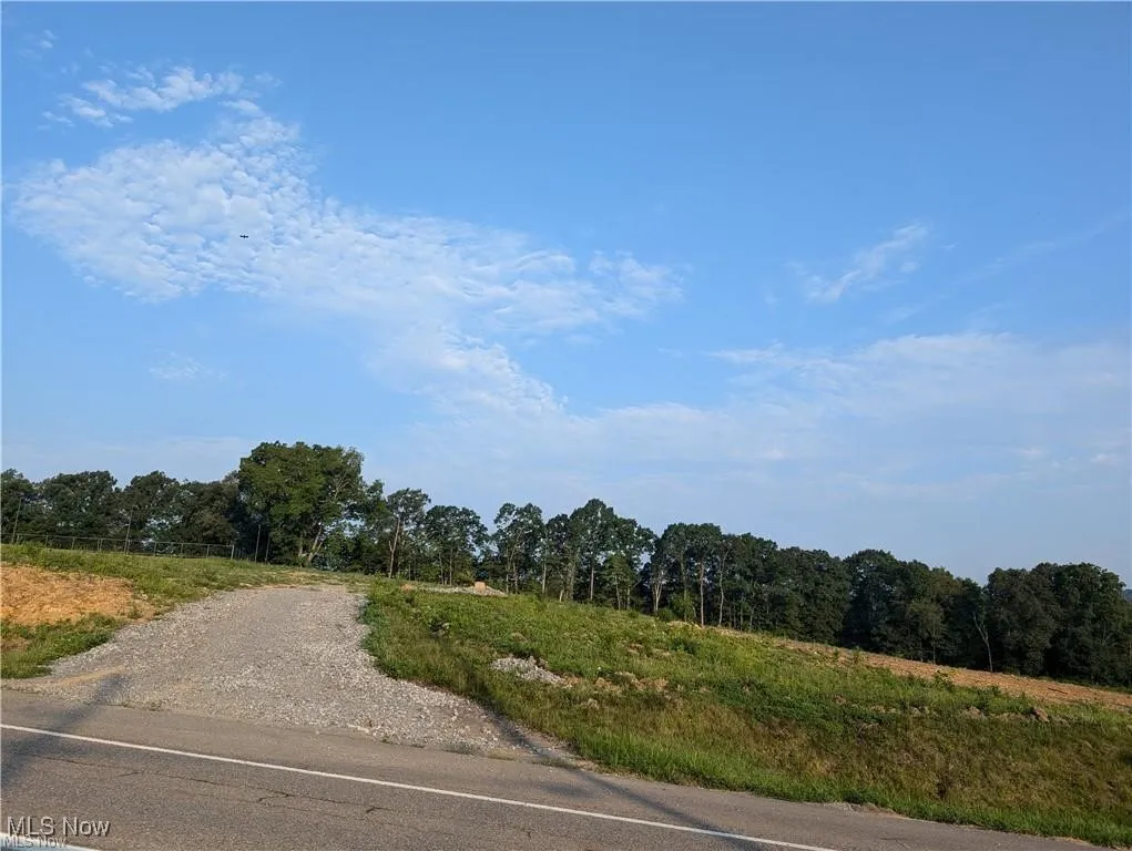 View of asphalt street featuring a view of trees