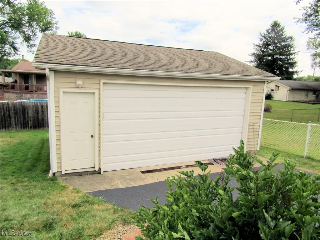 View of detached garage