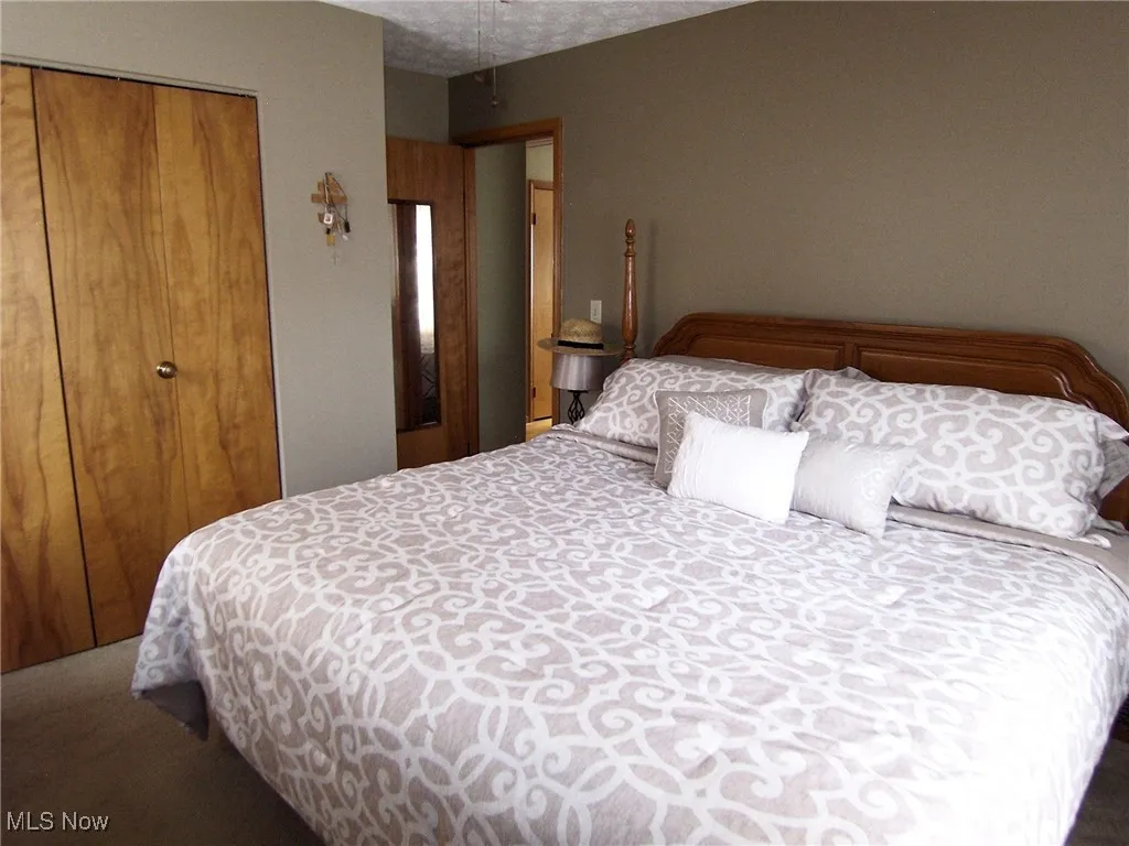 Bedroom with a closet and carpet floors