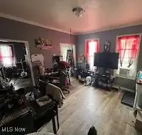 Living room with wood finished floors