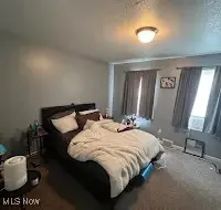 Bedroom with carpet floors
