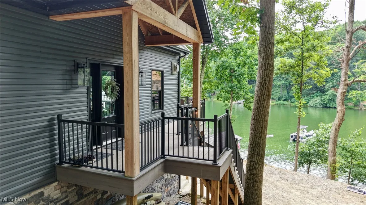 Wooden terrace with a water view