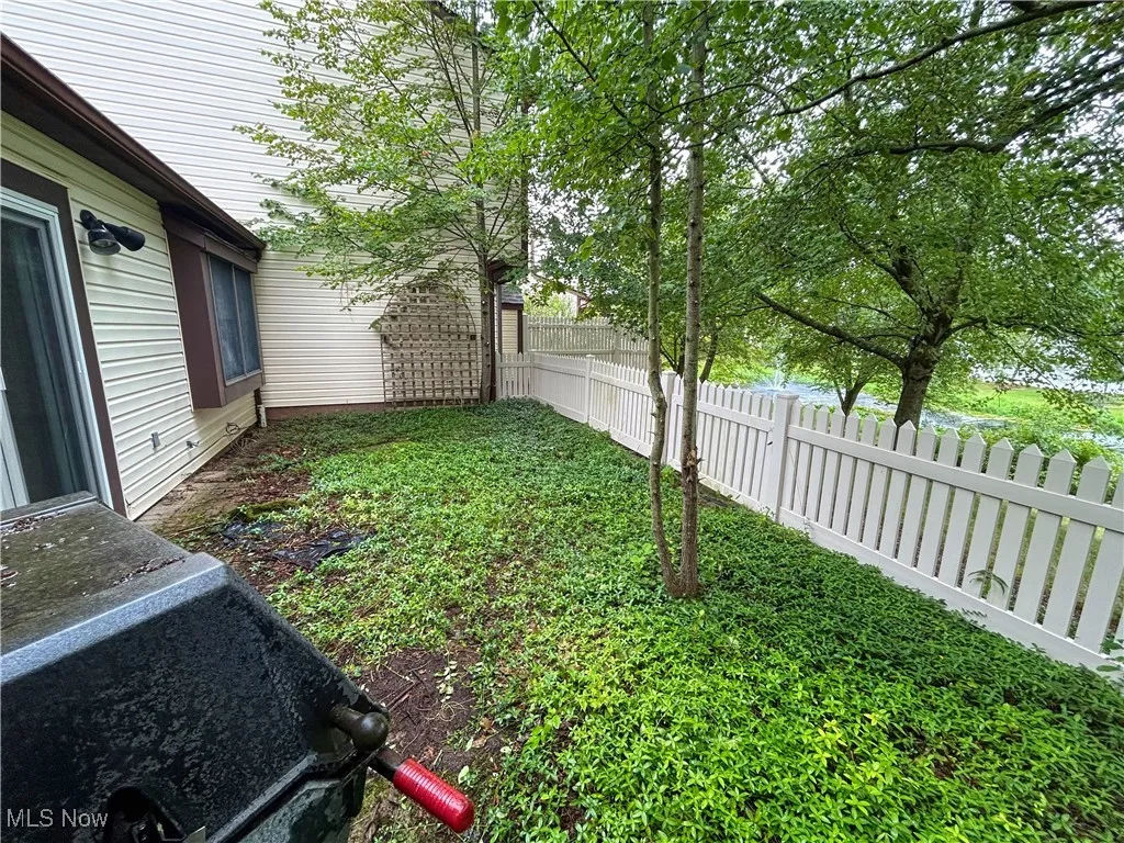 View of patio and backyard