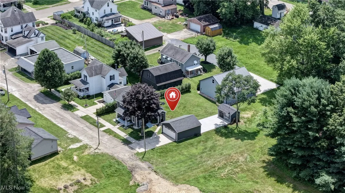 Aerial perspective of suburban area