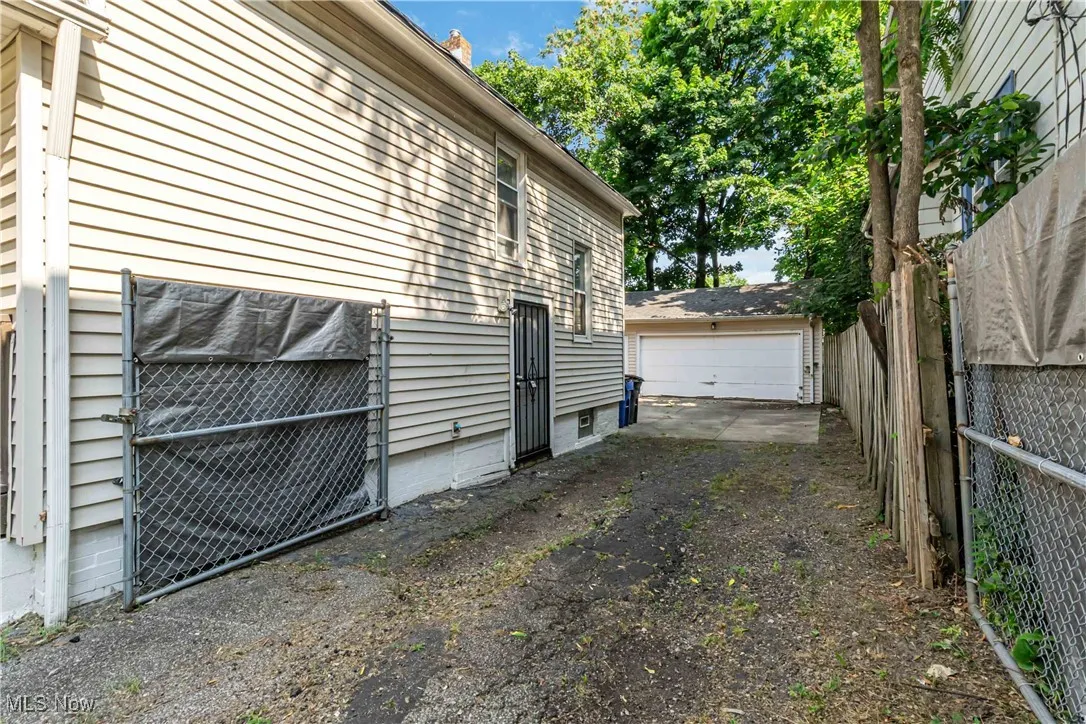 View of detached garage
