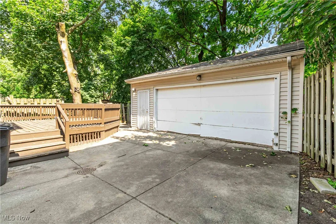 View of detached garage