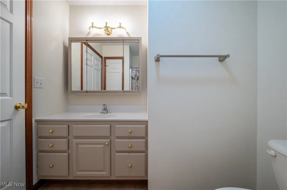 Full bath with toilet and vanity