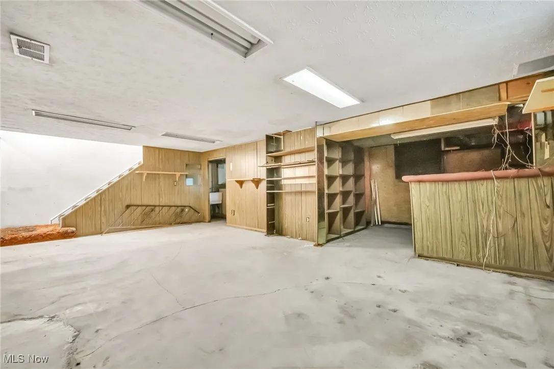 Basement with wooden walls
