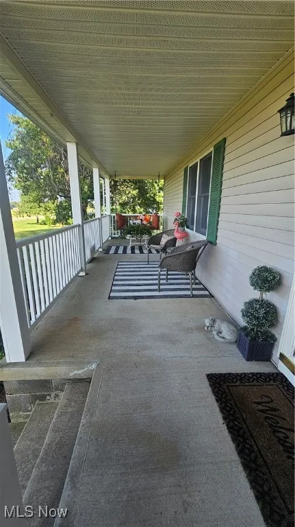 View of covered porch
