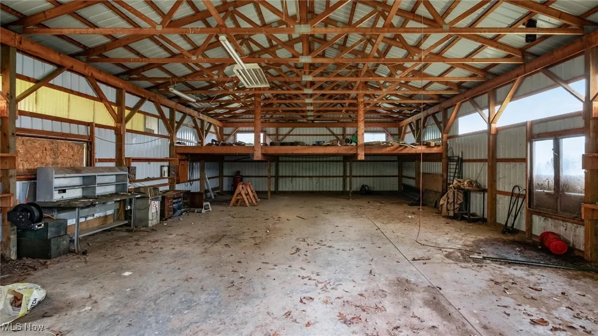 Garage with metal wall