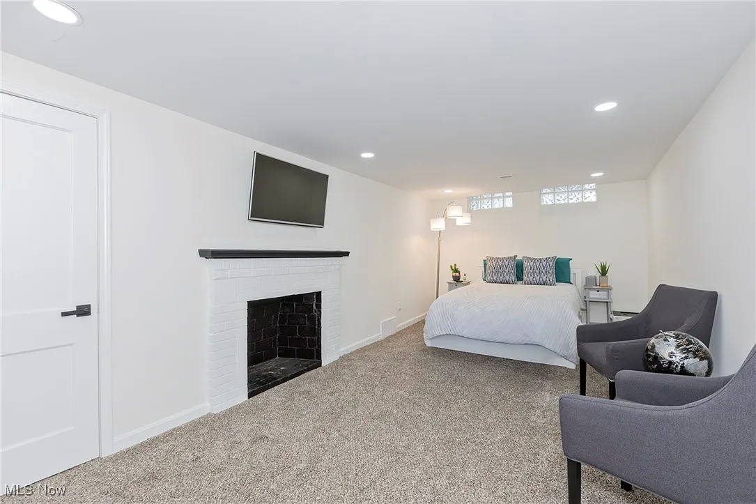 The lower level recreation room is currently 