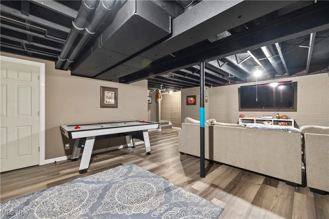 Finished basement with storage closet
