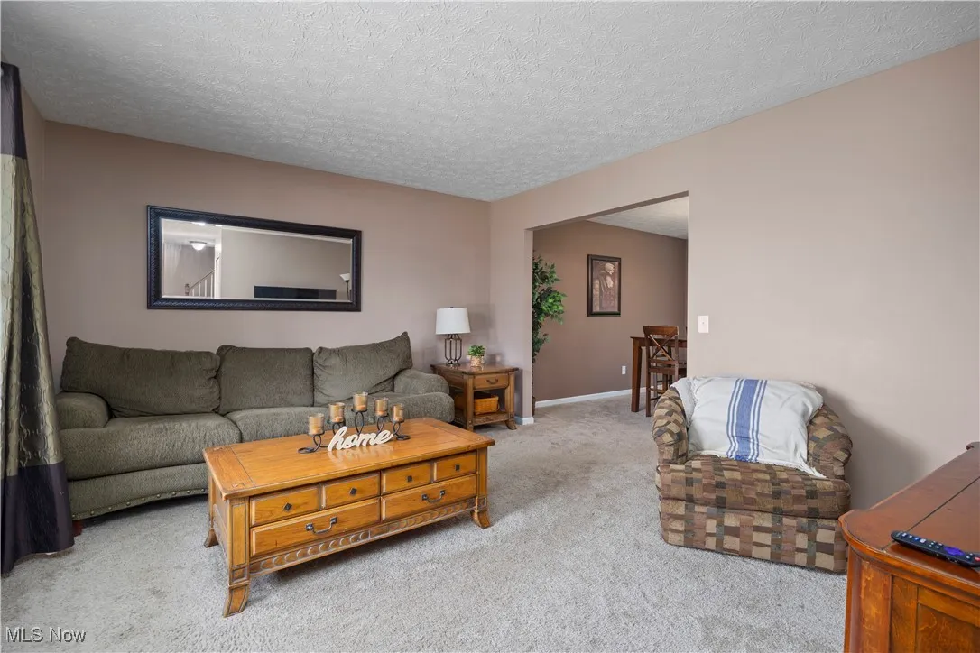 Living room is off of the dining room