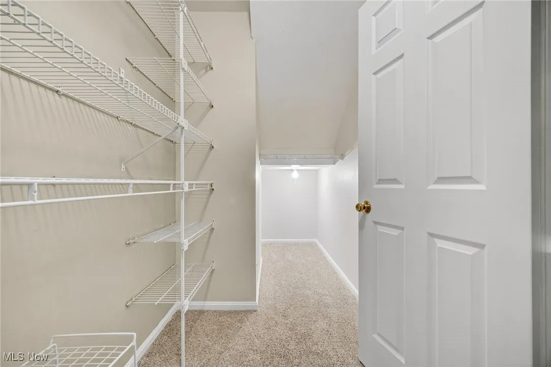 Walk in closet with shelves