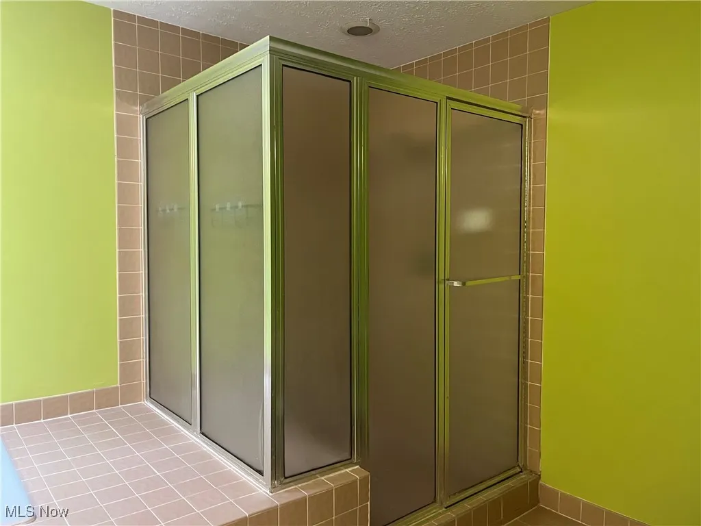 Walk In Shower and Tile Patterned Floors.