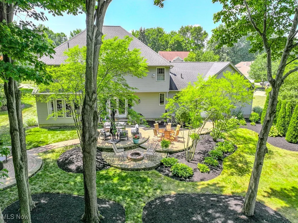 Private back yard with mature trees