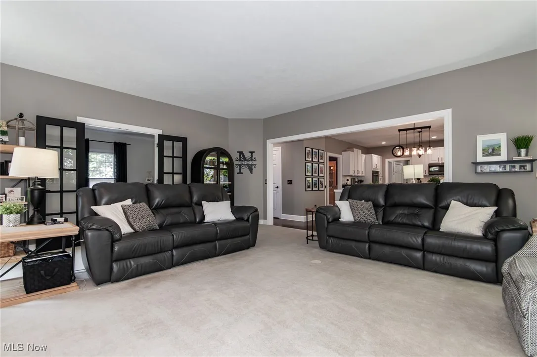 Carpeted Family Room with view of Eat-In Kitchen