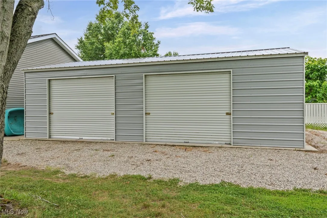 View of detached garage