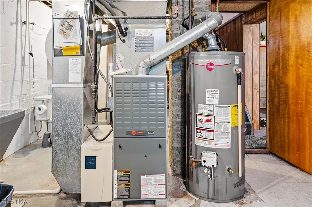 Utilities with gas water heater and heating unit. Hot water tank is only 1 year old