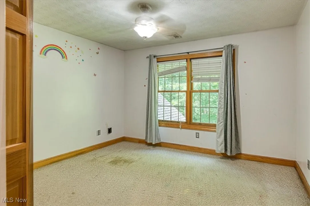 Spare room with carpet floors and a textured ceiling