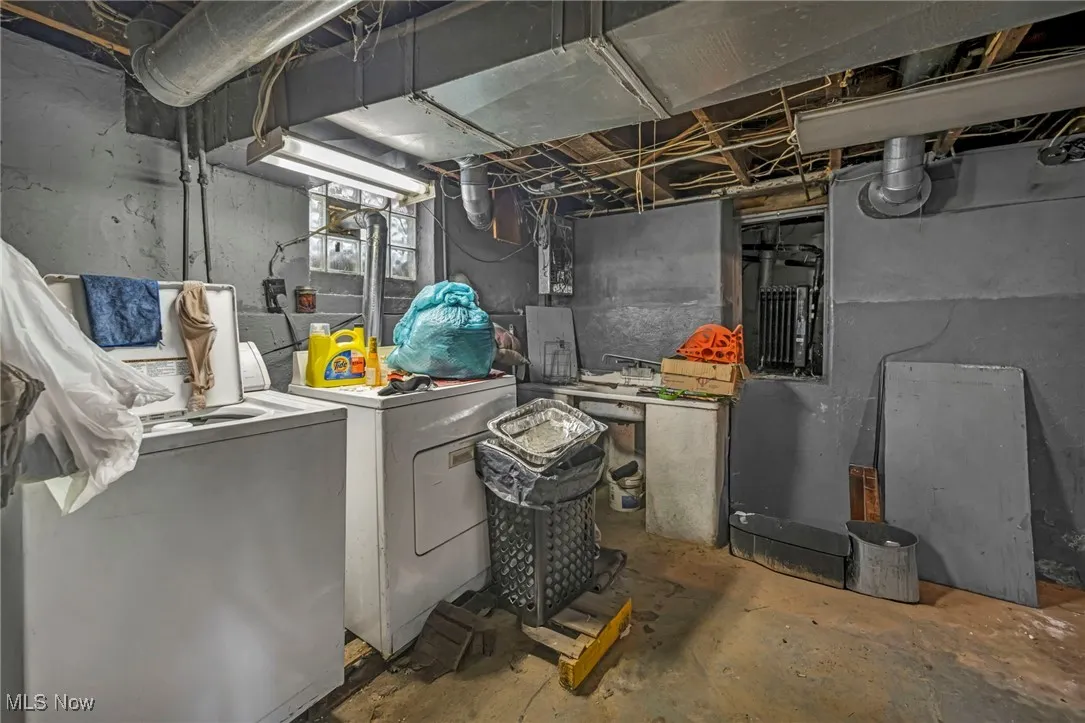 Basement with washer and dryer