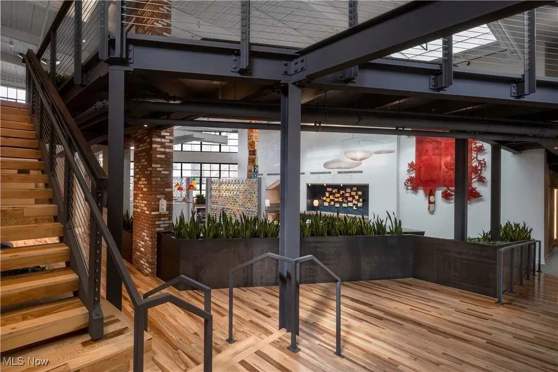 Entry area leading to upper unit access and community lounge area
