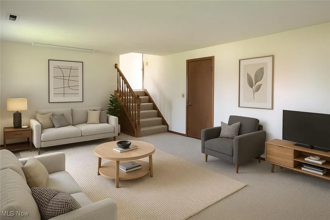 Virtually staged family room