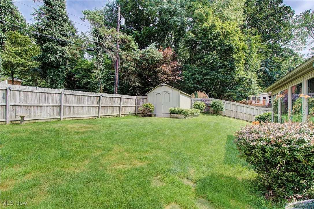Privacy fenced-in backyard.