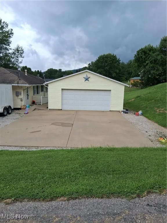 View of detached garage