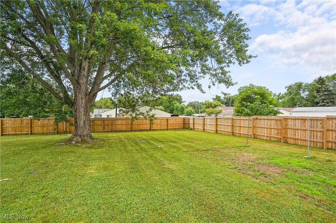 View of fenced backyard