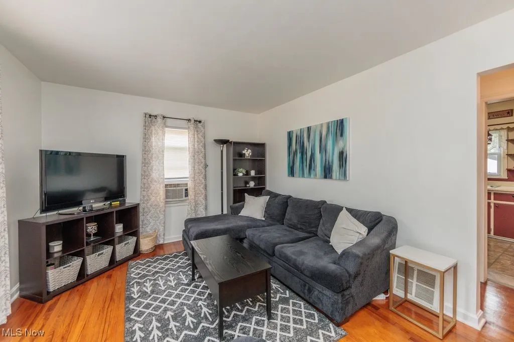 Living room with wood finished floors