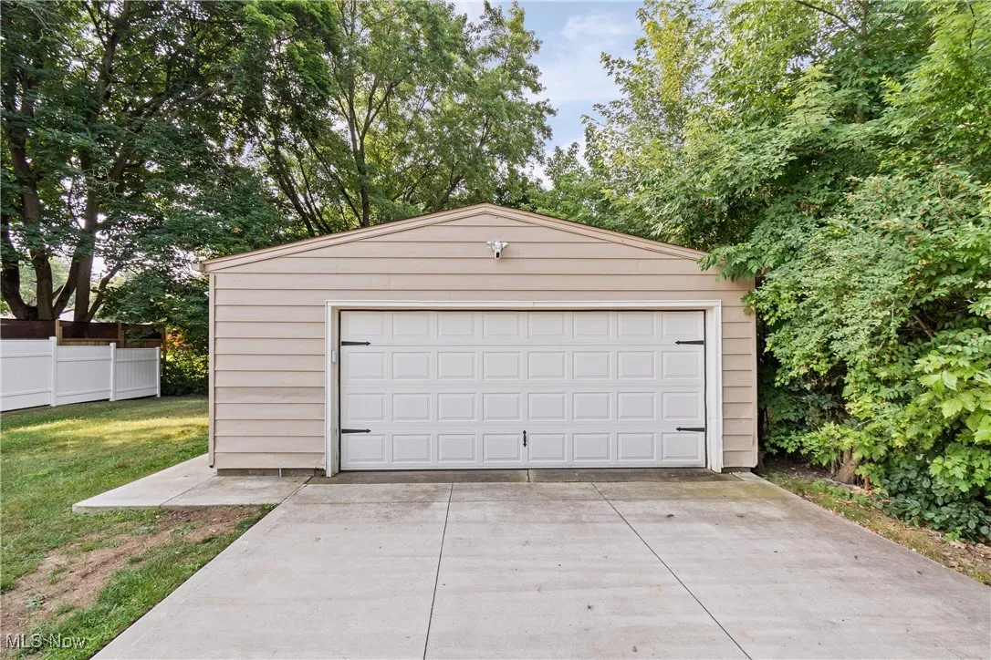 View of detached garage