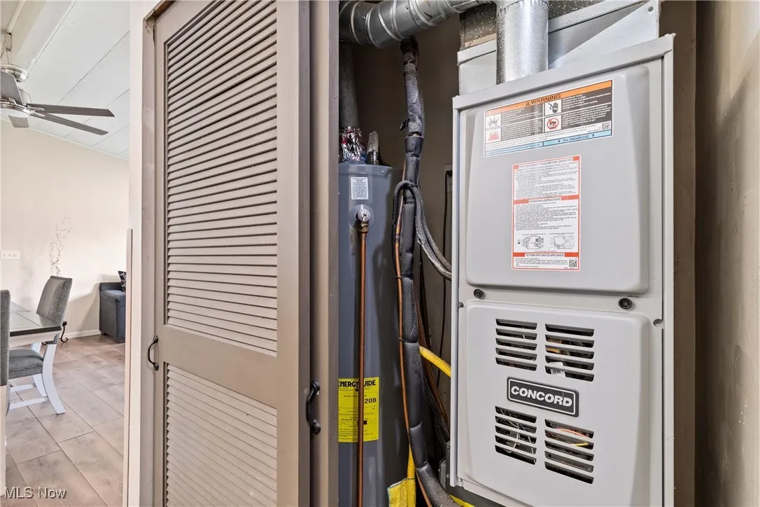 Utilities with heating unit and gas water heater