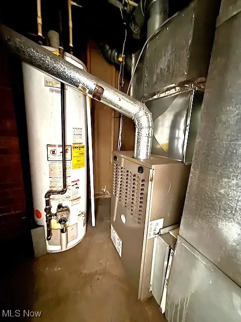 Utilities with gas water heater and heating unit