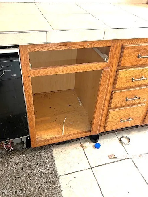 Detailed view of brown cabinetry