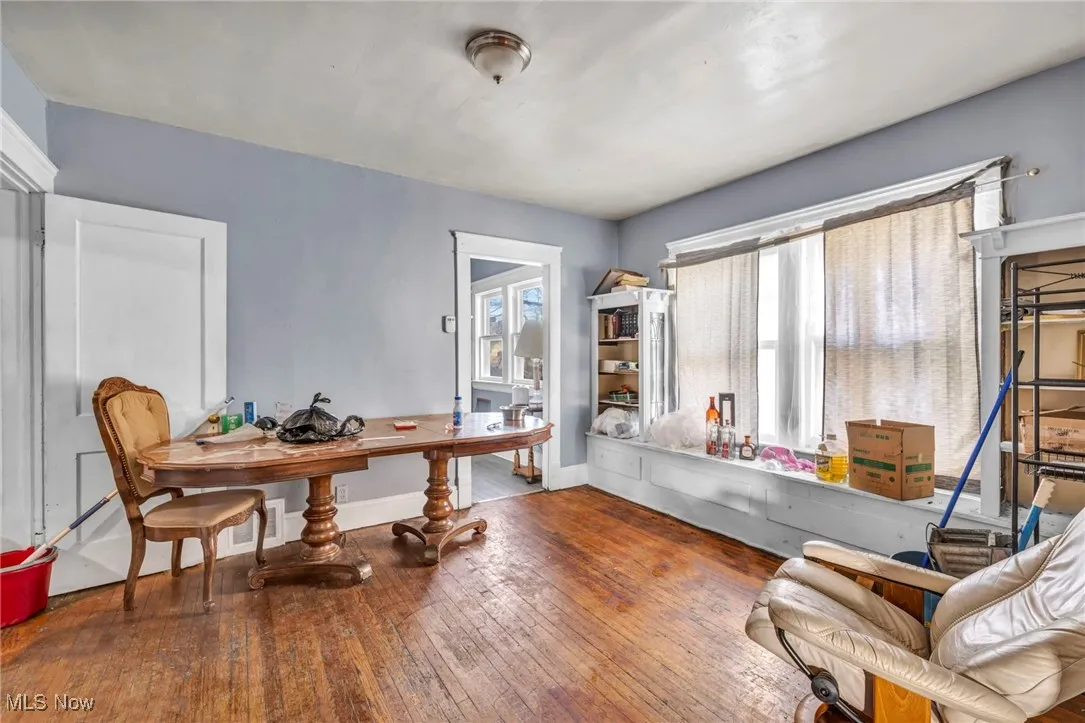 Office area featuring hardwood / wood-style floors