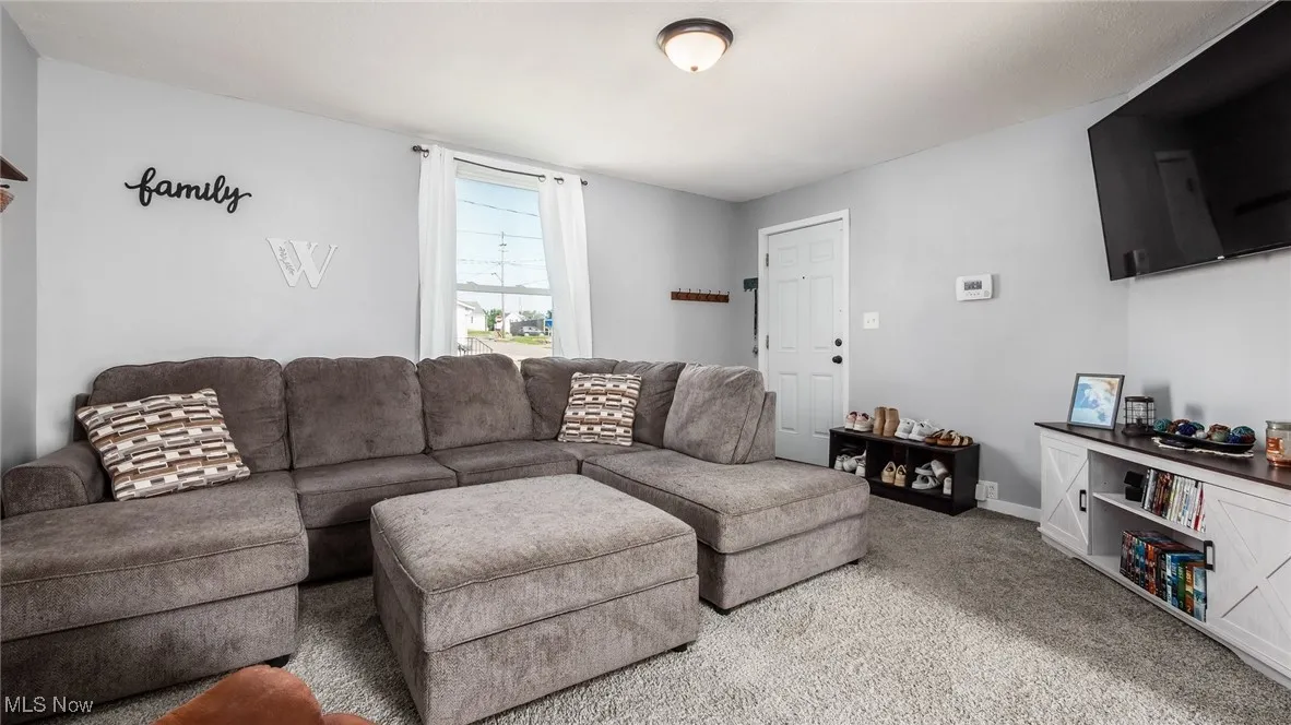 View of carpeted living area